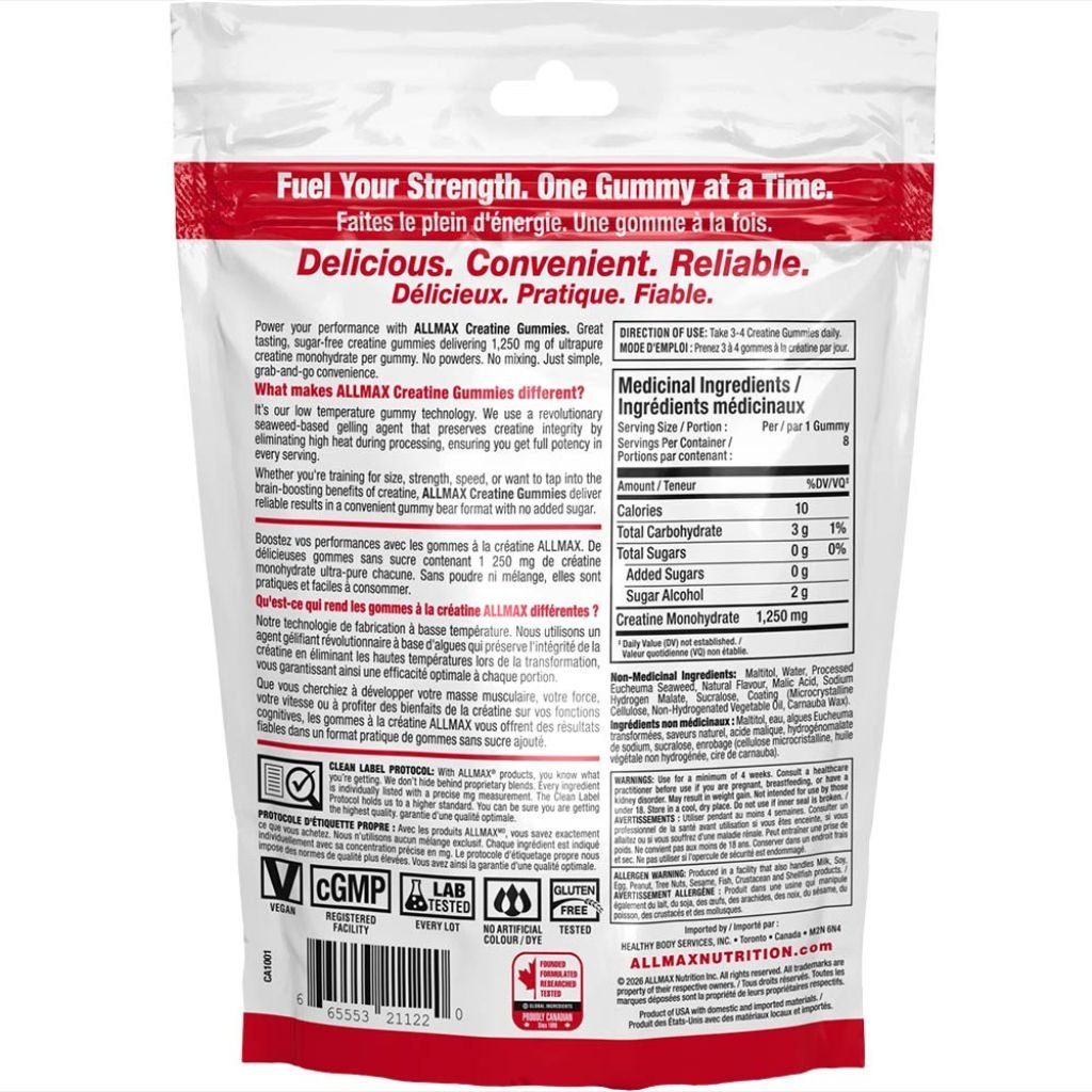 SINGLE Allmax CREATINE GUMMIES POUCH, 8 Gummies/Pouch – view 2