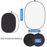 5*6.5 ft(2mX1.5m) 2 in 1 Polyester Muslin Black White Backdrop | Collapsible Reflector Backgrounds Portable Collapsible Reversible Photography Backdrop with Carrying Bag