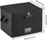 5200°F Fireproof Document Box with Lock, included Dividers (Black) | Fire Proof File Box，Collapsible Storage Box with Zippers and Inserts Pockets, Portable Bag Home Office Letter/Legal Folder