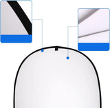 5*6.5 ft(2mX1.5m) 2 in 1 Polyester Muslin Black White Backdrop | Collapsible Reflector Backgrounds Portable Collapsible Reversible Photography Backdrop with Carrying Bag