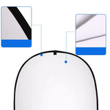 5*6.5 ft(2mX1.5m) 2 in 1 Polyester Muslin Black White Backdrop | Collapsible Reflector Backgrounds Portable Collapsible Reversible Photography Backdrop with Carrying Bag