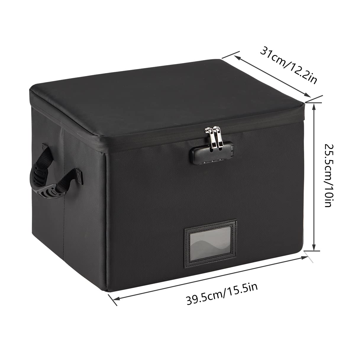 5200°F Fireproof Document Box with Lock, included Dividers (Black) | Fire Proof File Box，Collapsible Storage Box with Zippers and Inserts Pockets, Portable Bag Home Office Letter/Legal Folder – view 12