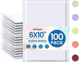 Metronic White Bubble Mailers 6x10 Inch 100 PC Self-Seal Bubble Mailer | Usable Size 6x9" Thick Padded Envelopes Cushion Mailing Padded Envelope Waterproof Shipping Bags for Makeup Jewelry, Supplies