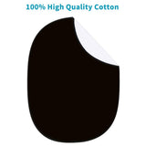 5*6.5 ft(2mX1.5m) 2 in 1 Polyester Muslin Black White Backdrop | Collapsible Reflector Backgrounds Portable Collapsible Reversible Photography Backdrop with Carrying Bag
