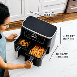 Ninja DualZone Air Fryer, 8 Qt/7.6L, 6-in-1, Grey, DZ801C | Air fry, broil, roast, bake, reheat, dehydrate, 2x4 Qt/3.8L zones, Smart Finish, Match Cook