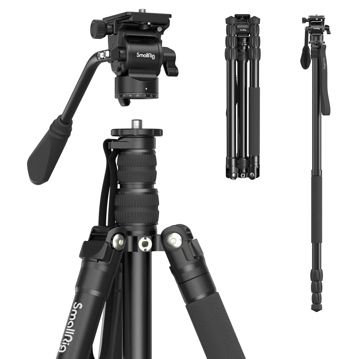 SmallRig FreeBlazer 73" Video Tripod for Vertical/Horizontal Shooting, Monopod Conversion, Rotatable QR Plate, for Camcorder, Mirrorless, DSLR, with Carry Bag, Load up to 11 lbs/5 kg - 4307 – view 3