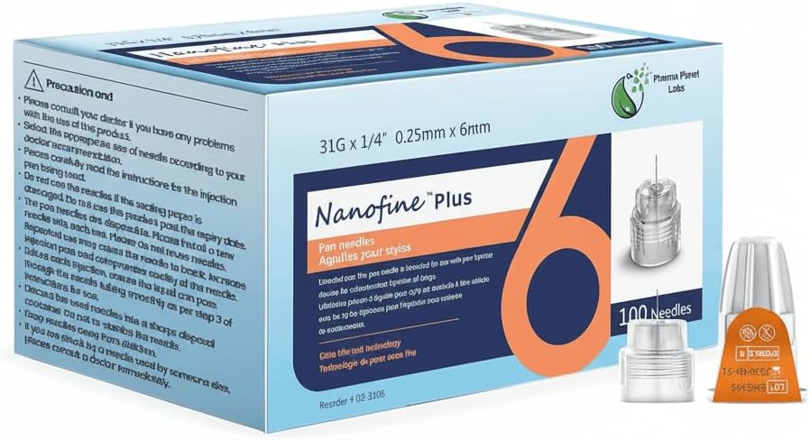 6mm 31G Nanofine Plus Universal Insulin Pen Needles | 100 Pen Needles | Compatible with Ozempic, Insulin Pen, Saxenda | Safe Pen Needles