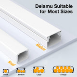 Delamu Cord Hider, Cord Cover Wall, Premium Cord Covers for Wires on Wall, Cable Concealer Hider Kit for Hiding Wires in Home and Office Cable Managemen, (White, 236in L x 0.95in W x 0.55in H)