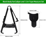 Skin fold Body Fat Caliper Set - Ling-Luo Skin fold Calipers and Body Fat Tape Measure Tool for Accurately Measuring BMI Skin Fold Fitness and Weight-Loss (2PCS，Black)