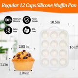 Silicone Muffin Pan, with Metal Reinforced Frame 2.8 Inch Regular Size Silicone Cupcake Pan Nonstick 12 Cups for Baking Homemade Muffins, Cupcakes, Egg Bites 2 Pack Dishwasher Safe BPA Free