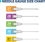 Easy Touch 30 Gauge U-100 Insulin Syringes (30G 1cc 1/2”) with 1/2” Long Needle, 1cc (100 Unit Capacity), Bold Markings for Accurate Dosing, Disposable, Box of 100