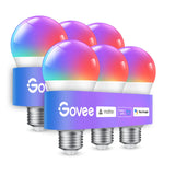 Govee Smart Bulbs, A19 LED Light Bulb, 800 Lumen, E26 Base, 4 Packs | Works with Matter Alexa & Google Assistant, RGBWW Color Changing Light Bulb, Music Sync, WiFi & Bluetooth Connection