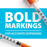 Easy Touch 30 Gauge U-100 Insulin Syringes (30G 1cc 1/2”) with 1/2” Long Needle, 1cc (100 Unit Capacity), Bold Markings for Accurate Dosing, Disposable, Box of 100