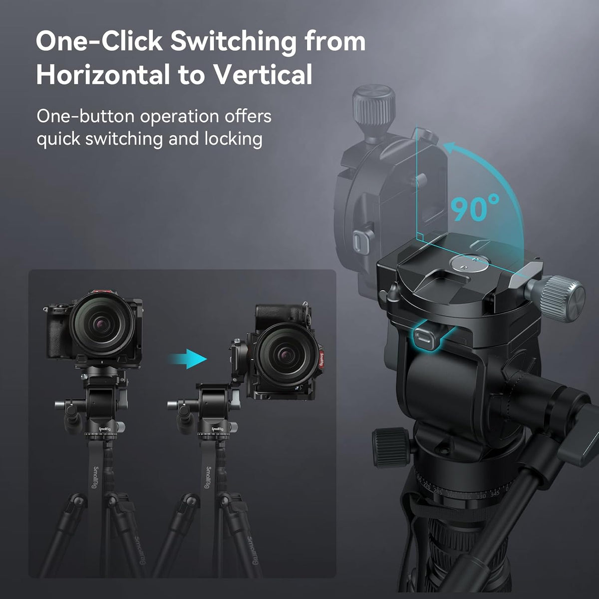SmallRig FreeBlazer 73" Video Tripod for Vertical/Horizontal Shooting, Monopod Conversion, Rotatable QR Plate, for Camcorder, Mirrorless, DSLR, with Carry Bag, Load up to 11 lbs/5 kg - 4307 – view 5