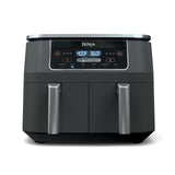 Ninja DualZone Air Fryer, 8 Qt/7.6L, 6-in-1, Grey, DZ801C | Air fry, broil, roast, bake, reheat, dehydrate, 2x4 Qt/3.8L zones, Smart Finish, Match Cook