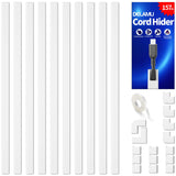 Delamu Cord Hider, Cord Cover Wall, Premium Cord Covers for Wires on Wall, Cable Concealer Hider Kit for Hiding Wires in Home and Office Cable Managemen, (White, 236in L x 0.95in W x 0.55in H)