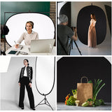 5*6.5 ft(2mX1.5m) 2 in 1 Polyester Muslin Black White Backdrop | Collapsible Reflector Backgrounds Portable Collapsible Reversible Photography Backdrop with Carrying Bag