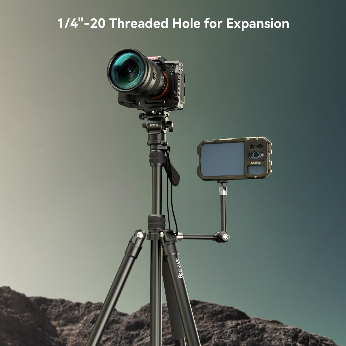 SmallRig FreeBlazer 73" Video Tripod for Vertical/Horizontal Shooting, Monopod Conversion, Rotatable QR Plate, for Camcorder, Mirrorless, DSLR, with Carry Bag, Load up to 11 lbs/5 kg - 4307 – view 28