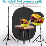 5*6.5 ft(2mX1.5m) 2 in 1 Polyester Muslin Black White Backdrop | Collapsible Reflector Backgrounds Portable Collapsible Reversible Photography Backdrop with Carrying Bag