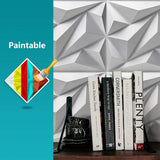 Art3dwallpanels PVC 3D Wall Panel Diamond for Interior Wall Décor in Black, 19.7" x 19.7" Wall Decor PVC Panel, 3D Textured Wall Panels, Pack of 12 Tiles