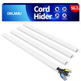 Delamu Cord Hider, Cord Cover Wall, Premium Cord Covers for Wires on Wall, Cable Concealer Hider Kit for Hiding Wires in Home and Office Cable Managemen, (White, 236in L x 0.95in W x 0.55in H)