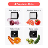 Fullstar Pro Original - Vegetable Chopper, Cutter & Spiralizer - 4 Blades | Onion, Salad & Veggie Dicer - Fast Food Prep Kitchen Gadgets & Cooking Gifts (4-in-1, White)