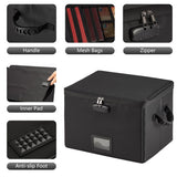 5200°F Fireproof Document Box with Lock, included Dividers (Black) | Fire Proof File Box，Collapsible Storage Box with Zippers and Inserts Pockets, Portable Bag Home Office Letter/Legal Folder