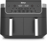 Ninja DualZone Air Fryer, 8 Qt/7.6L, 6-in-1, Grey, DZ801C | Air fry, broil, roast, bake, reheat, dehydrate, 2x4 Qt/3.8L zones, Smart Finish, Match Cook