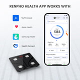 RENPHO Body Fat Scale, Smart Scale for Body Weight, BMI Digital Bathroom Weight Scale, Body Measurements with Smartphone App sync with Bluetooth, 400 lbs - Black, Elis 1 | BMI Digital Bathroom Weight Scale, Body Measurements with Smartphone App sync with
