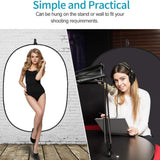 5*6.5 ft(2mX1.5m) 2 in 1 Polyester Muslin Black White Backdrop | Collapsible Reflector Backgrounds Portable Collapsible Reversible Photography Backdrop with Carrying Bag