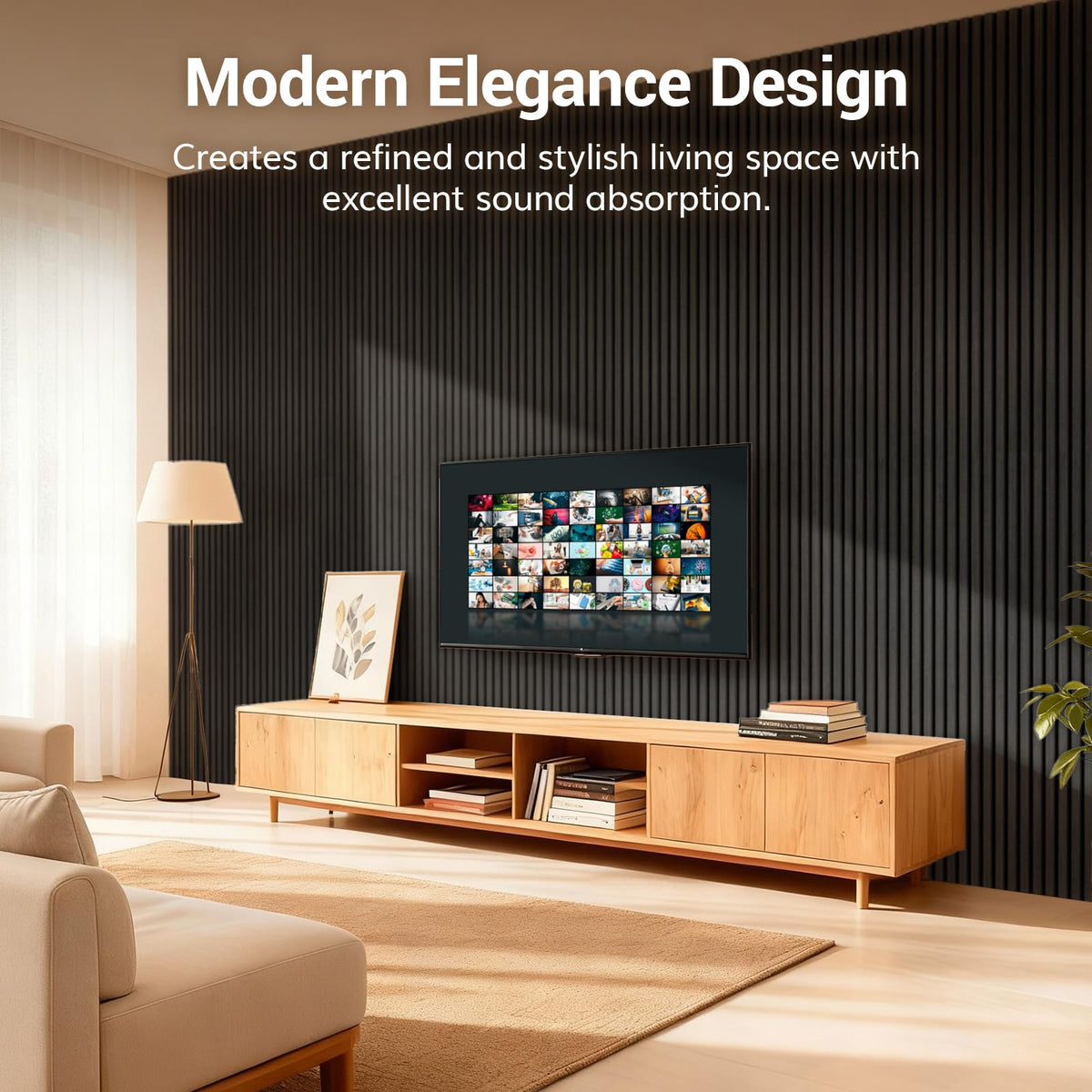 TONOR 4 Pack Acoustic Panels, Wood Panels for Walls, 47.2" x 23.6" Panneau Acoustique Mural, Flexible Slat Wall Panel for Home, Studio, Office, Brown – view 29