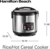 Hamilton Beach Digital Programmable Rice Cooker & Food Steamer, 14 Cups Cooked (7 Cups Uncooked), Stainless Steel, Steam & Rinse Basket, Delay Start, Model 37548MN