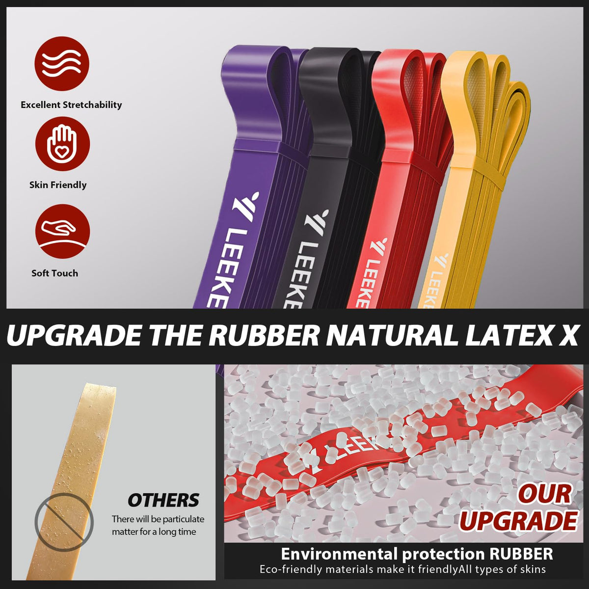 LEEKEY Resistance Bands, Exercise Bands Pull Up Assist Bands - Workout Bands Set - Mobility Band Powerlifting Bands for Men and Women Fitness Training, Physical Therapy,Home Workouts
