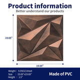 Art3dwallpanels PVC 3D Wall Panel Diamond for Interior Wall Décor in Black, 19.7" x 19.7" Wall Decor PVC Panel, 3D Textured Wall Panels, Pack of 12 Tiles