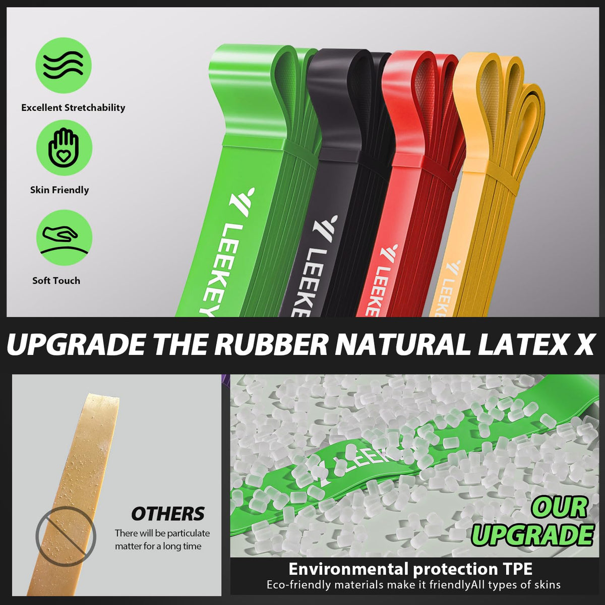 LEEKEY Resistance Bands, Exercise Bands Pull Up Assist Bands - Workout Bands Set - Mobility Band Powerlifting Bands for Men and Women Fitness Training, Physical Therapy,Home Workouts