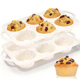 Silicone Muffin Pan, with Metal Reinforced Frame 2.8 Inch Regular Size Silicone Cupcake Pan Nonstick 12 Cups for Baking Homemade Muffins, Cupcakes, Egg Bites 2 Pack Dishwasher Safe BPA Free