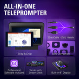 Elgato Prompter, Teleprompter with Built-in Screen | Drag-and-drop display, Supports DSLR, webcam, smartphone, Read chat or scripts, Works with Mac, PC, Stream Deck