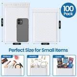 Metronic White Bubble Mailers 6x10 Inch 100 PC Self-Seal Bubble Mailer | Usable Size 6x9" Thick Padded Envelopes Cushion Mailing Padded Envelope Waterproof Shipping Bags for Makeup Jewelry, Supplies