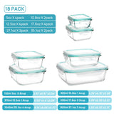 Vtopmart 8 Pack Glass Food Storage Containers with Lids, Grey | Meal Prep Containers, Airtight Lids for Leftover, On-the-go, Safe for Microwave, Oven, Freezer and Dishwasher