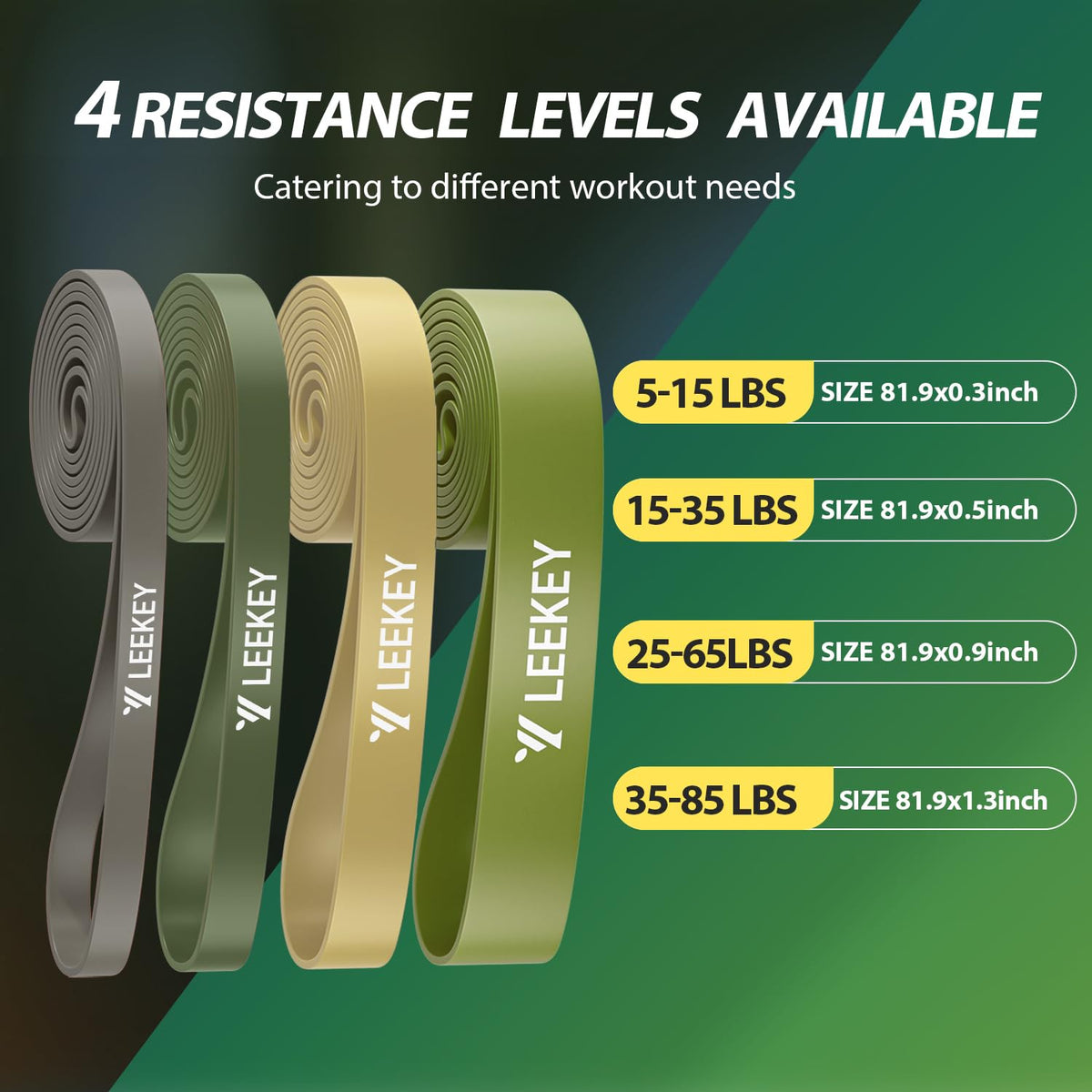 LEEKEY Resistance Bands, Exercise Bands Pull Up Assist Bands - Workout Bands Set - Mobility Band Powerlifting Bands for Men and Women Fitness Training, Physical Therapy,Home Workouts – view 28