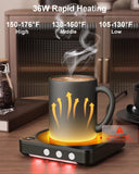 House Gem Mug Warmer - 36W Coffee Mug Warmer for Desk with Temperature Display, 2-12Hrs Auto Shut Off, Smart Candle Warmer - Ideal Coffee Gifts Accessories Keep Beverages Coffee Warmer (Black) | Fast Heating to 176°F, LED Display, Color-Coded Lights, Temp
