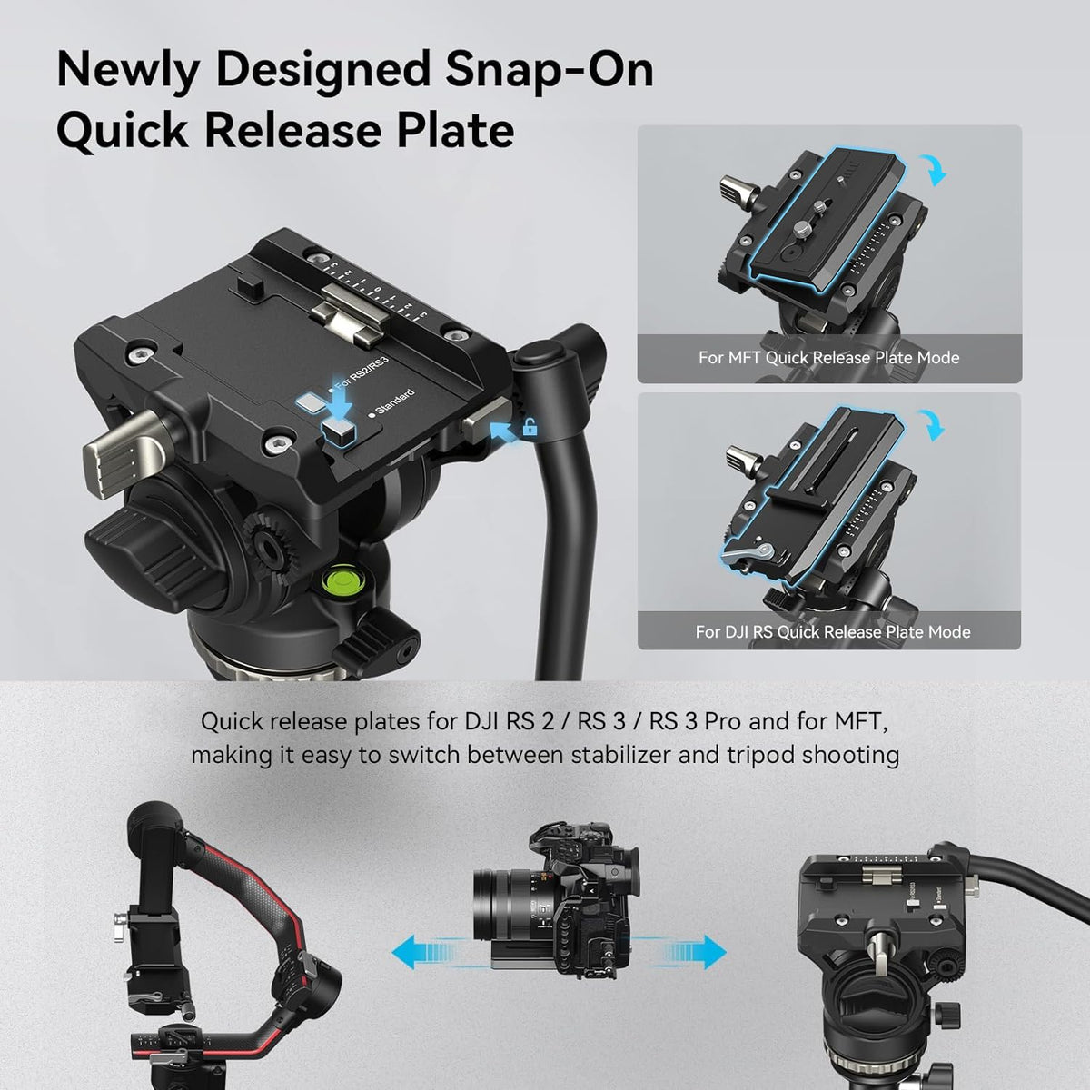 SmallRig FreeBlazer 73" Video Tripod for Vertical/Horizontal Shooting, Monopod Conversion, Rotatable QR Plate, for Camcorder, Mirrorless, DSLR, with Carry Bag, Load up to 11 lbs/5 kg - 4307