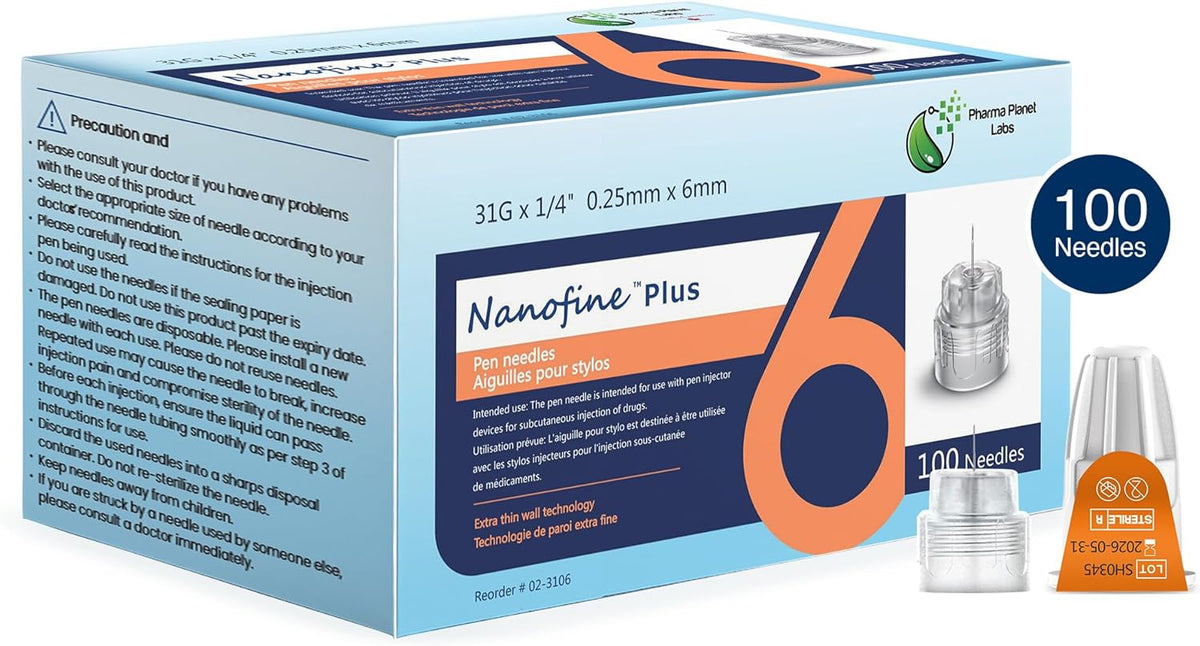 6mm 31G Nanofine Plus Universal Insulin Pen Needles | 100 Pen Needles | Compatible with Ozempic, Insulin Pen, Saxenda | Safe Pen Needles – view 2