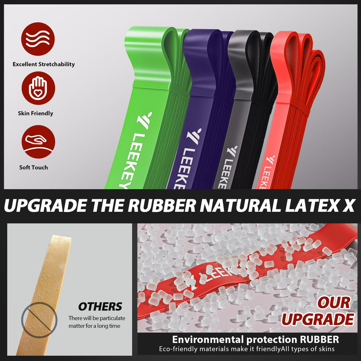 LEEKEY Resistance Bands, Exercise Bands Pull Up Assist Bands - Workout Bands Set - Mobility Band Powerlifting Bands for Men and Women Fitness Training, Physical Therapy,Home Workouts