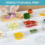 Vtopmart 8 Pack Glass Food Storage Containers with Lids, Grey | Meal Prep Containers, Airtight Lids for Leftover, On-the-go, Safe for Microwave, Oven, Freezer and Dishwasher