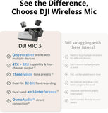 DJI Mic 3 (2 TX + 1 RX + Charging Case), Wireless Microphone | Mini Mic for iPhone/Camera/Android, Ultralight, Adaptive Gain Control, Dual Band Anti-Interference, 28h Use, Vlog