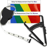 Skin fold Body Fat Caliper Set - Ling-Luo Skin fold Calipers and Body Fat Tape Measure Tool for Accurately Measuring BMI Skin Fold Fitness and Weight-Loss (2PCS，Black)