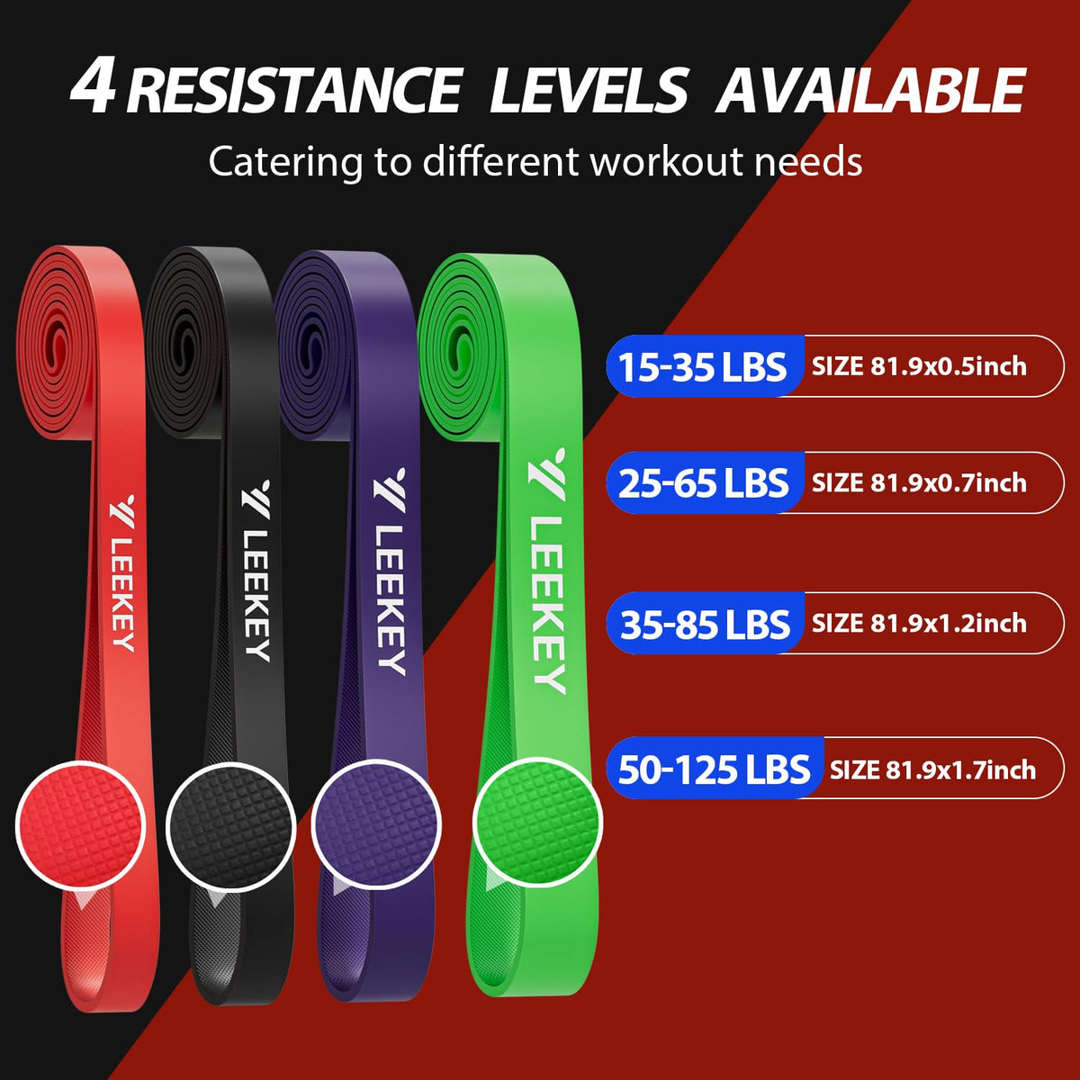 LEEKEY Resistance Bands, Exercise Bands Pull Up Assist Bands - Workout Bands Set - Mobility Band Powerlifting Bands for Men and Women Fitness Training, Physical Therapy,Home Workouts