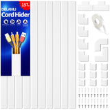 Delamu Cord Hider, Cord Cover Wall, Premium Cord Covers for Wires on Wall, Cable Concealer Hider Kit for Hiding Wires in Home and Office Cable Managemen, (White, 236in L x 0.95in W x 0.55in H)