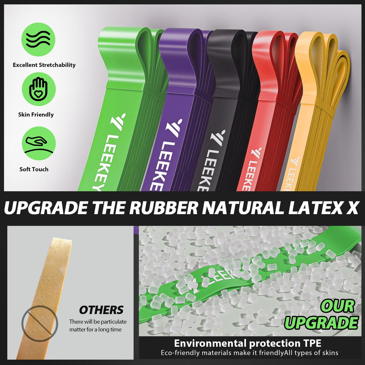 LEEKEY Resistance Bands, Exercise Bands Pull Up Assist Bands - Workout Bands Set - Mobility Band Powerlifting Bands for Men and Women Fitness Training, Physical Therapy,Home Workouts